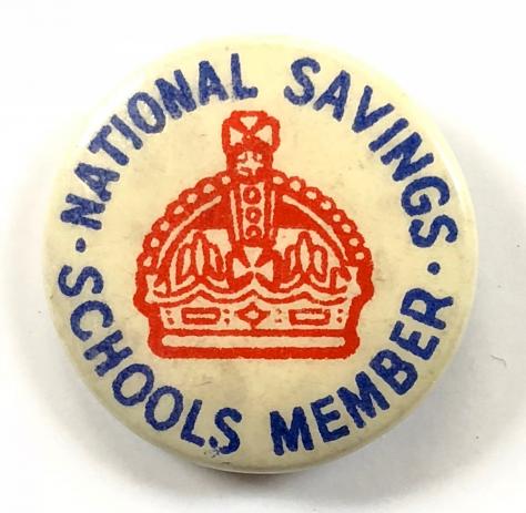 National Savings Schools Member celluloid tin button badge