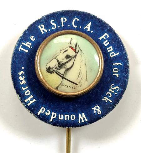 WW1 The RSPCA Fund For Sick & Wounded Horses flag day pin badge