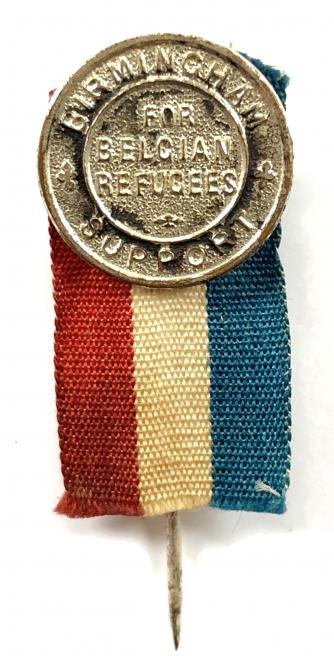 WW1 Birmingham Support For Belgiam Refugees fundraising flay day badge