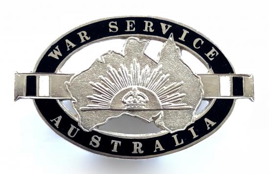 WWI War Service Australia 1918 silver pin badge by Thomas Fattorini