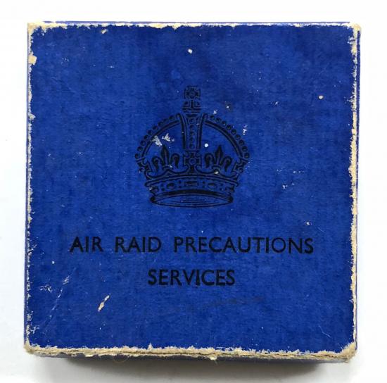 WW2 Air Raid Precautions Services ARP lady warden blue badge box