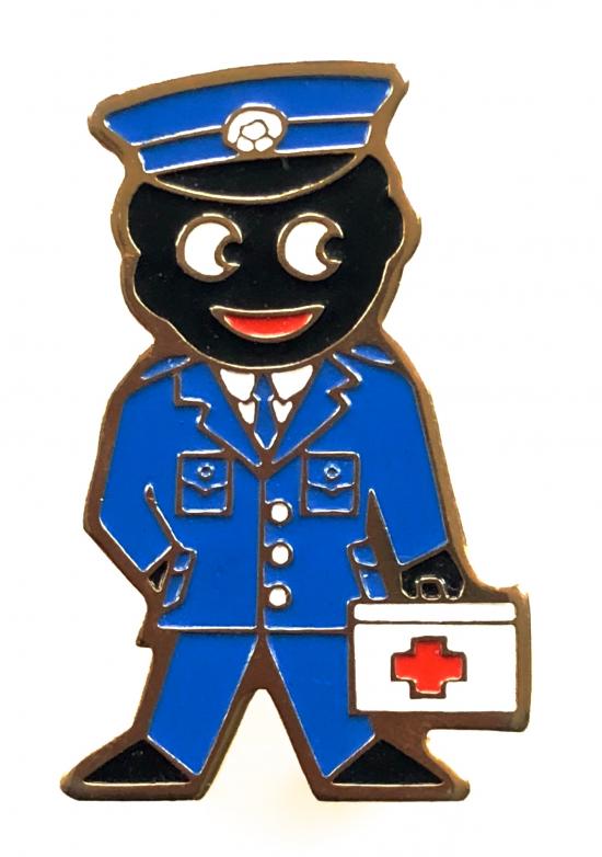 Robertsons c1980 Golly ambulanceman advertising badge blue breast buttons