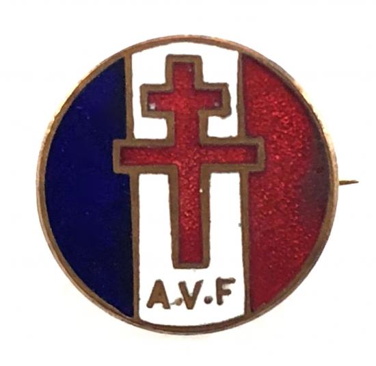 WW2 Free French 'Amis des Voluntaires Francais' AVF supporters badge