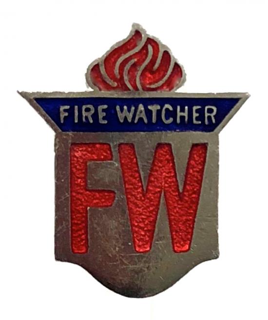 WW2 Fire Watcher home front pin badge