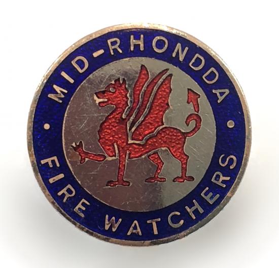 Mid Rhondda Wales Fire Watcher home front badge