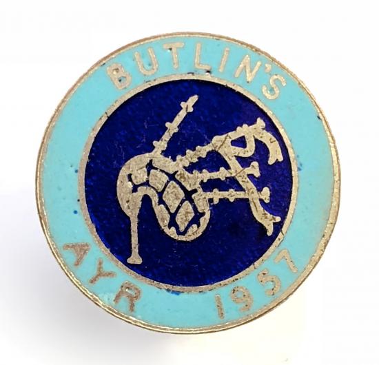 Butlins 1957 Ayr holiday camp Scottish bagpipe badge