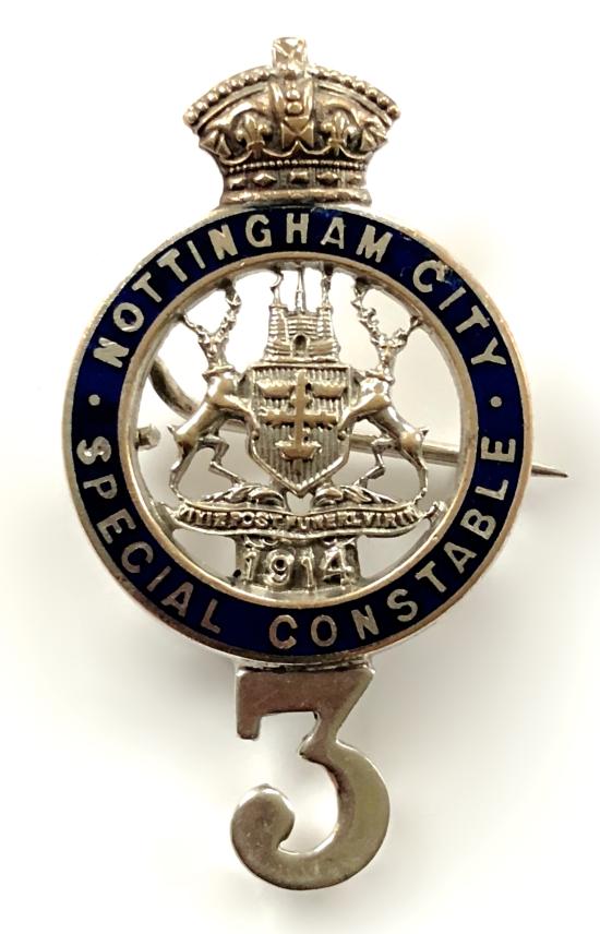 Nottingham City Special Constable 3rd Company 1914 police badge