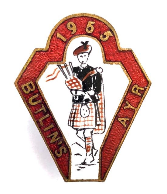 Butlins 1955 Ayr Holiday Camp scottish bagpiper badge