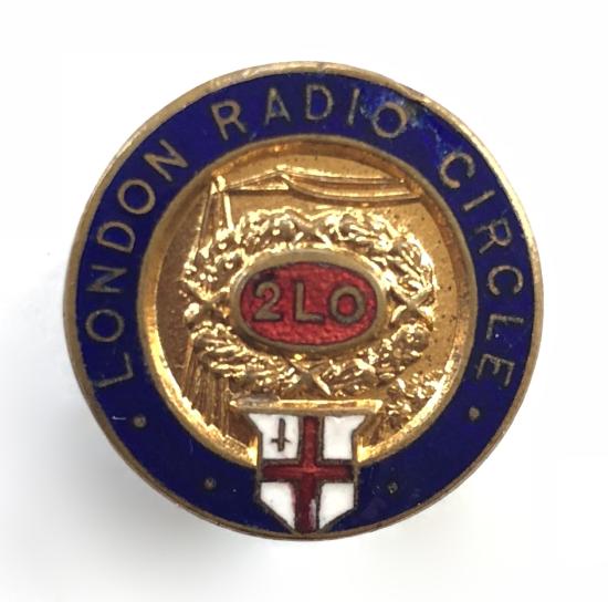 2LO London Radio Circle BBC transmitting station numbered badge