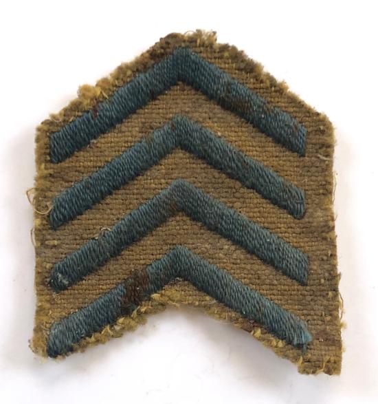 WW1 Overseas Service Chevrons four blue chevrons felt coth badge