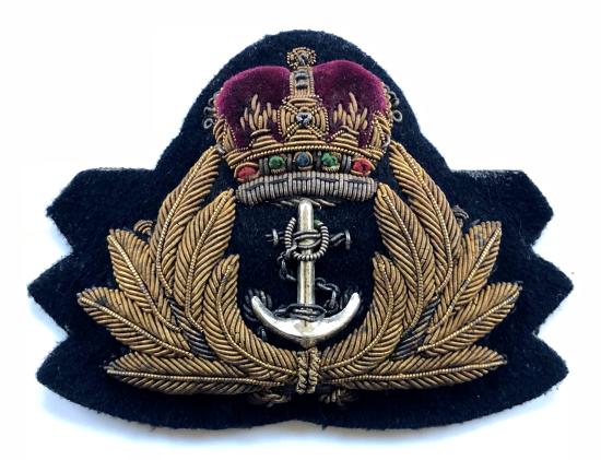 Royal Navy Officers gold bullion cap badge post 1953