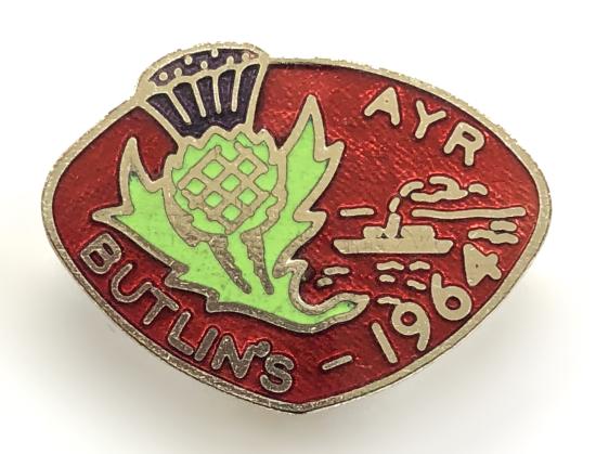 Butlins 1964 Ayr holiday camp Scottish thistle emblem badge