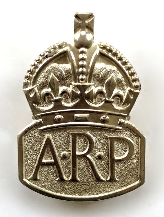 Air Raid Precautions 1938 hallmarked silver ARP male warden badge