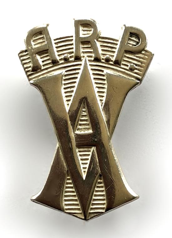 ARP Vickers-Armstrong 1939 hallmarked silver Air Raid Precautions badge