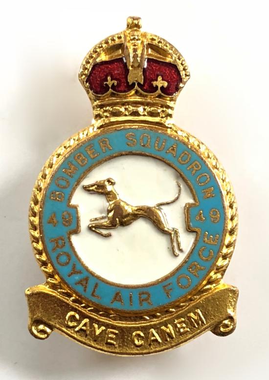 RAF No 49 Bomber Squadron Royal Air Force badge circa 1940s