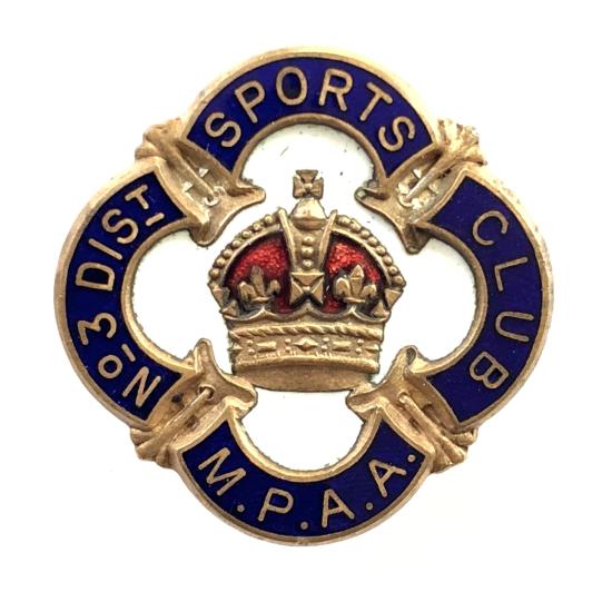 Metropolitan Police Athletic Association No 3 District Sports Club MPAA membership badge
