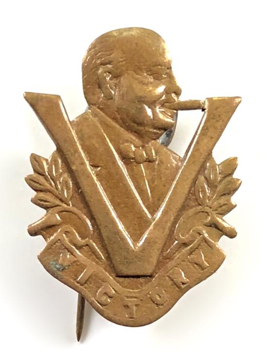 Winston Churchill patriotic victory stick pin badge