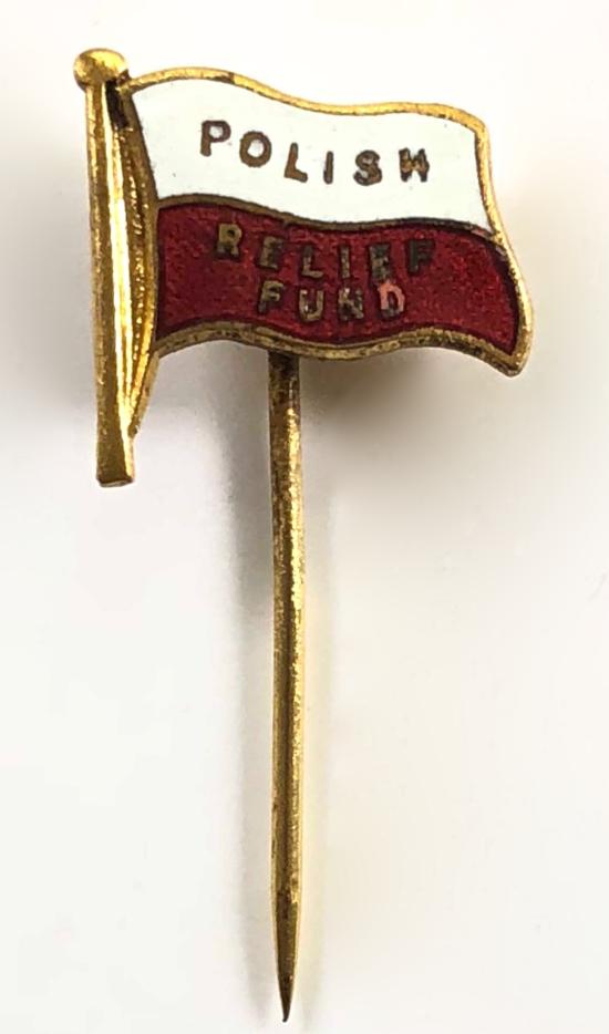 WW2 Polish Relief Fund fundraisers enamel flag stick pin badge