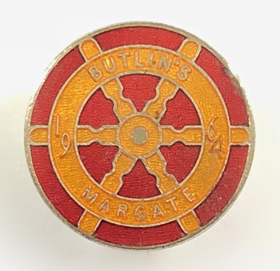 Butlins 1964 Margate holiday camp ships wheel badge