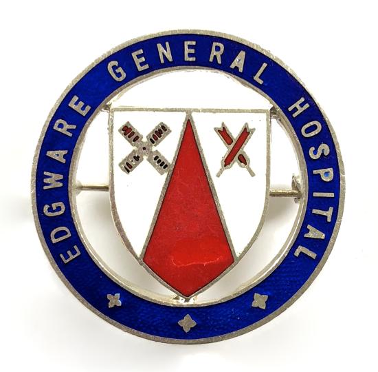 Edgware General Hospital silver qualification nurses badge by Spink
