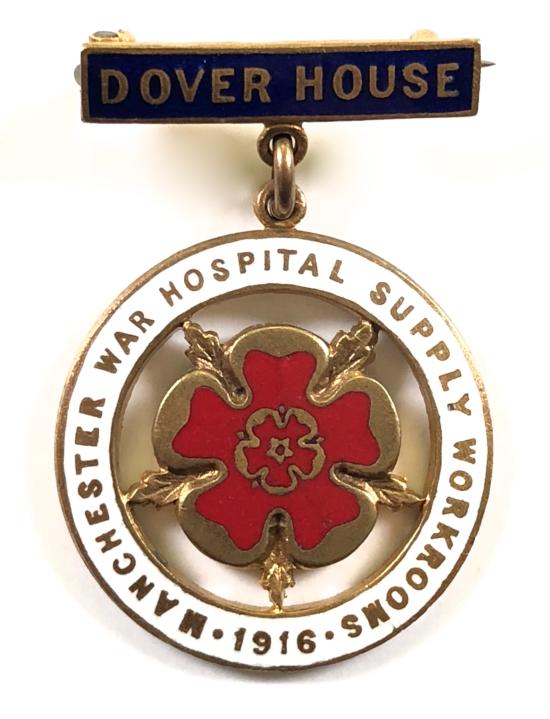 Manchester War Hospital Supply Workrooms 1916 at Dover House pin badge