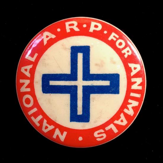 National ARP for Animals authorised collector's tin button badge