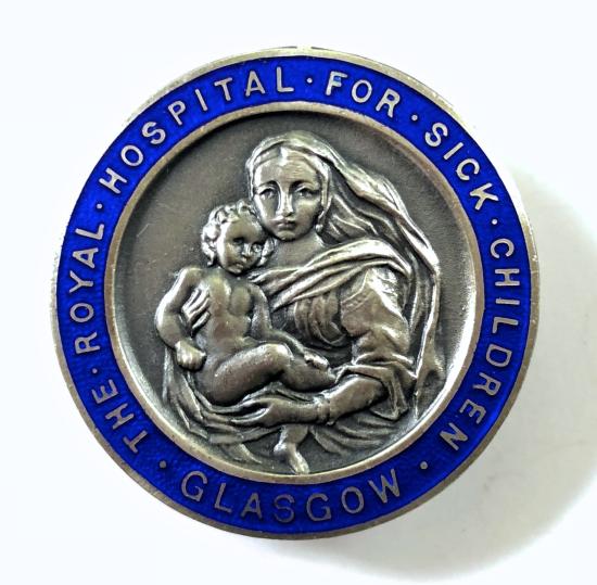 The Royal Hospital For Sick Children Glasgow 1979 silver nurses badge Scotland