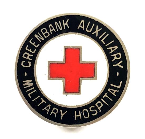 WW1 Greenbank Auxiliary Military Hospital Bolton 1917 silver nurses badge Bolton