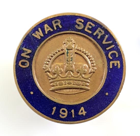 WW1 On War Service 1914 munition workers badge VAUGHTONS LTD Birmingham D4339