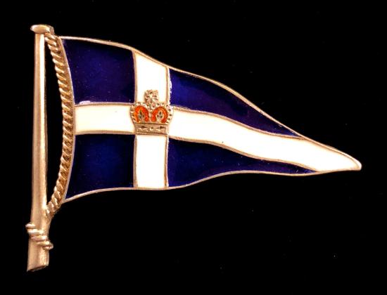 Royal Thames Yacht Club ripple pennant enamel flag silver brooch