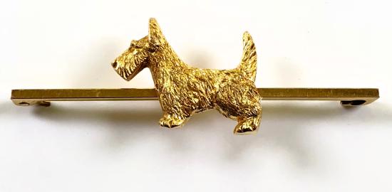 Scottish Terrier dog 9 carat gold badge