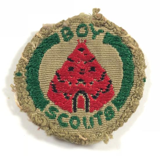 Boy Scouts Camper proficiency khaki cloth badge brown back