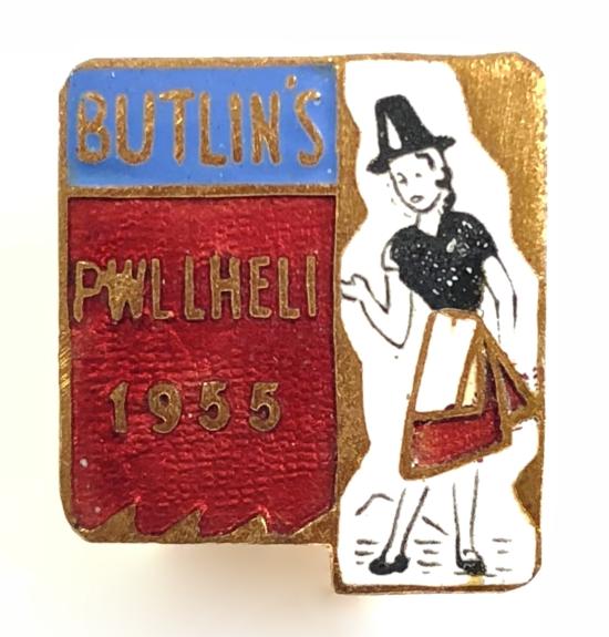 Butlins 1955 Pwllheli holiday camp Welsh lady sign post badge