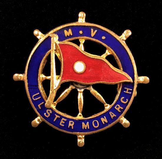 MV Ulster Monarch Belfast Steamship Company ships wheel badge