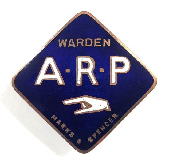Marks & Spencer ARP Warden air raid precautions badge