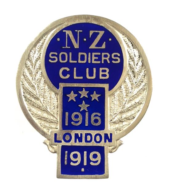 New Zealand Soldiers Club London 1916 - 1919 silver badge