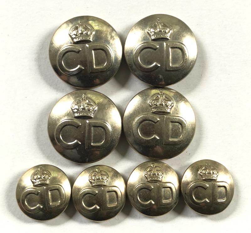 Civil Defence CD bluette overall nickel matching set of buttons
