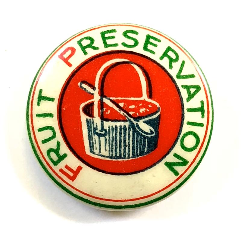 Fruit Preservation Produce Guild home front WI tin button badge