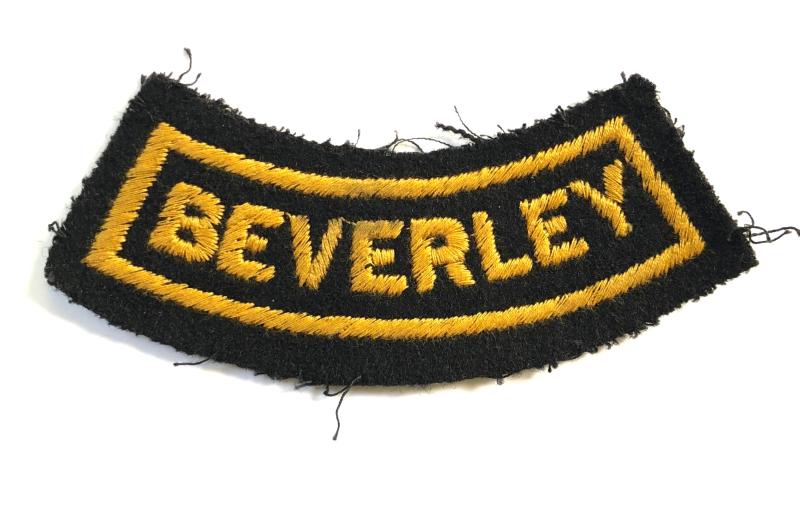 WW2 Civil Defence Corps Beverley area title curved cloth badge Yorkshire