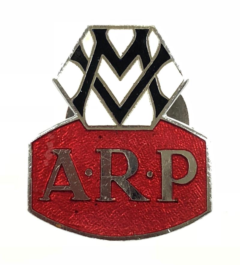 Industrial ARP Metropolitan Vickers air raid precautions badge