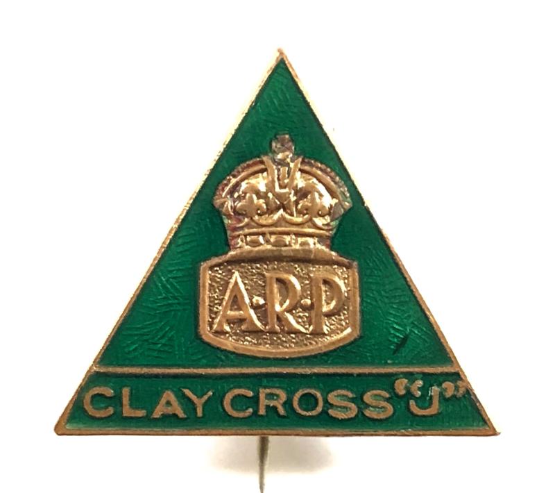 Industrial ARP Clay Cross Co air raid precautions badge near Chesterfield