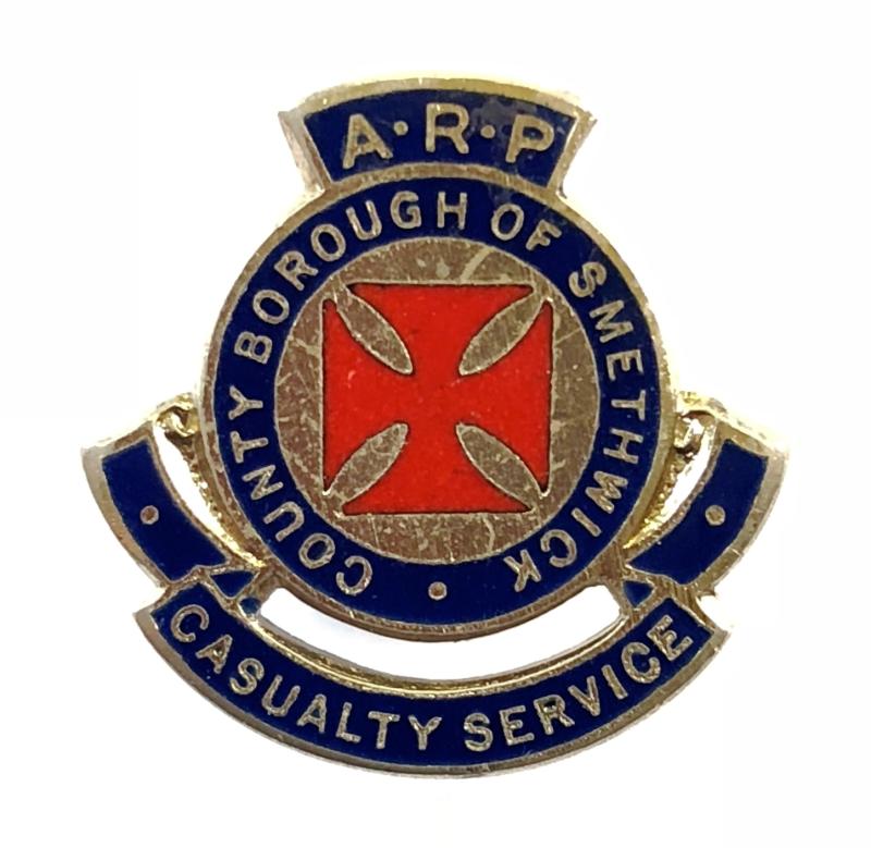 County Borough of Smethwick ARP Casualty Service ambulance badge H.W.Miller