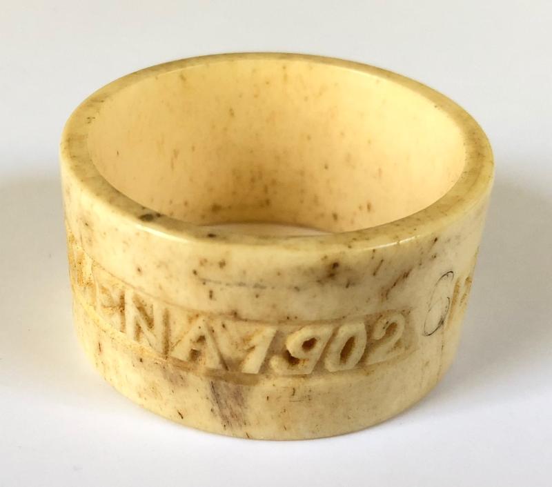 Boer War Prisoner of War 1902 St.Helena bone artwork napkin ring