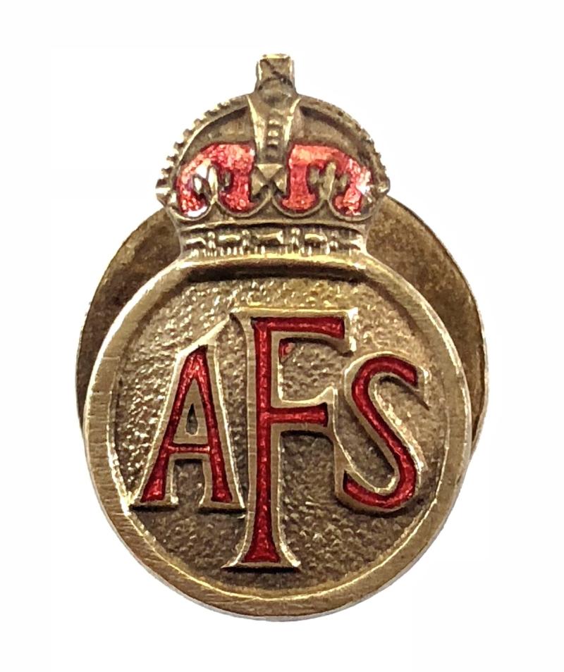 Auxiliary Fire Service AFS miniature brass lapel badge
