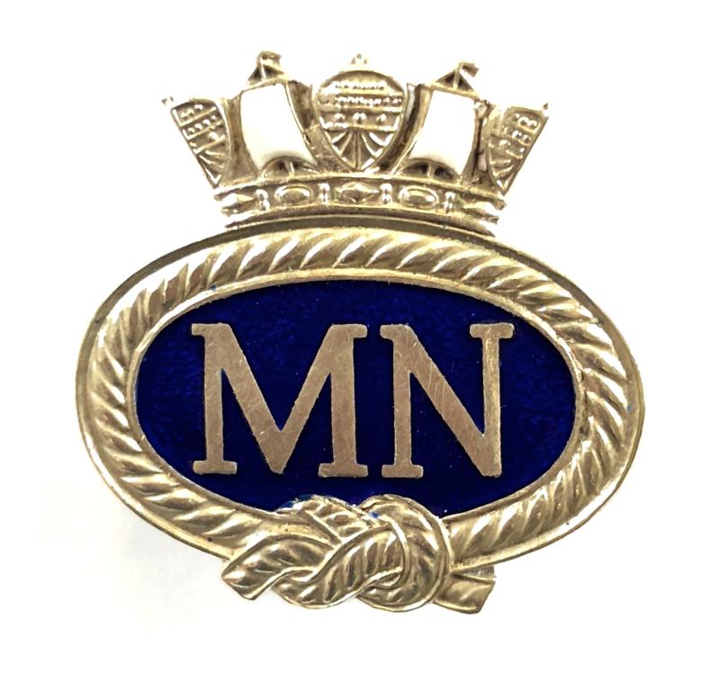 WW2 Merchant Navy silver and enamel pin badge