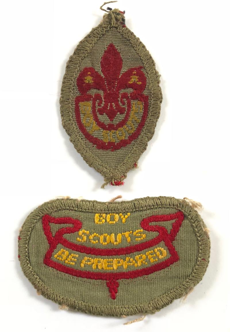 Boy Scouts Tenderfoot & 2nd Class khaki woven cloth badges