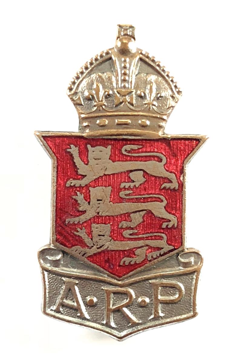 WW2 Jersey Channel Islands air raid precautions ARP warden badge