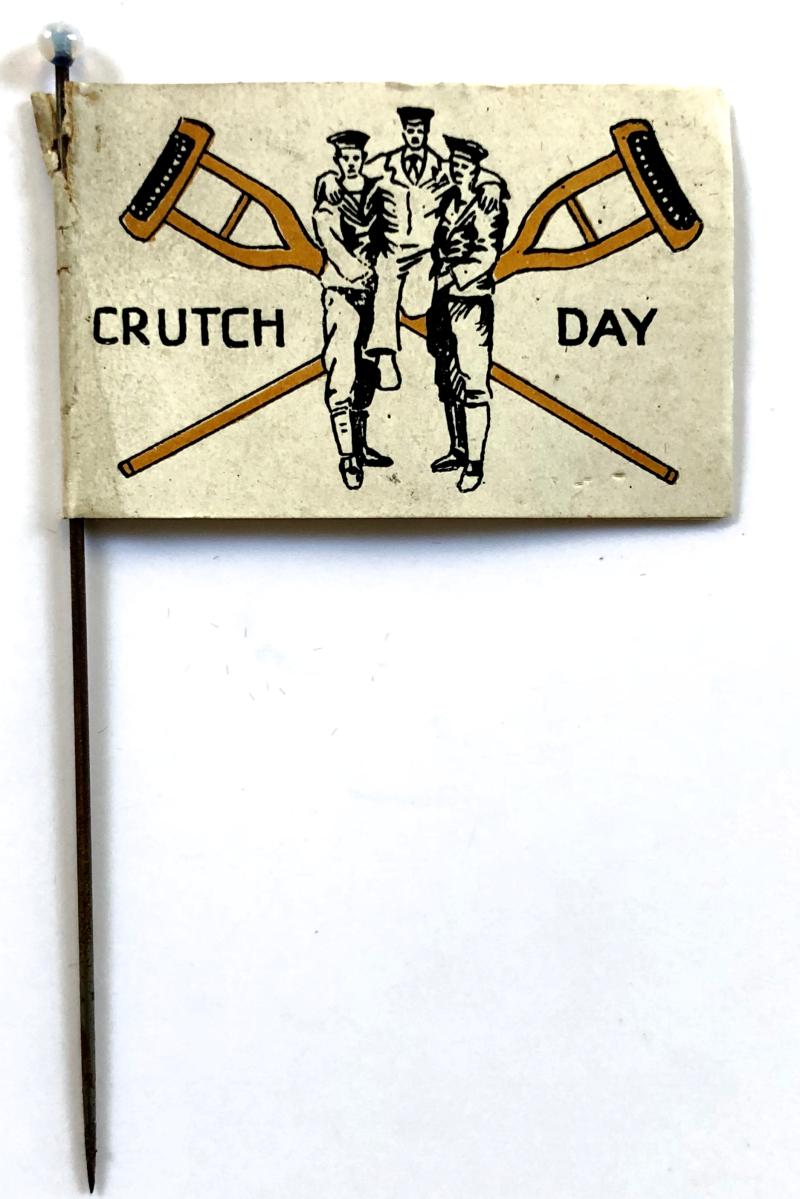 WW1 Crutch Day charity flag day fundraising badge