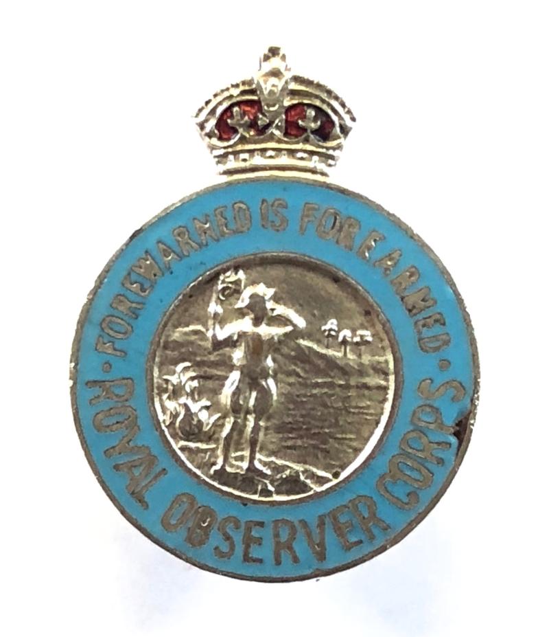 WW2 Royal Observer Corps qualification lapel badge
