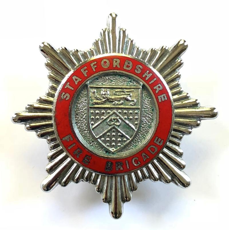 Staffordshire Fire Brigade firemans cap badge 1948 to 1974